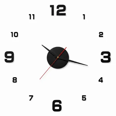 Produktbild von Wanduhr groß XXL 3D selbstklebend schwarz modern DIY 40-70 cm | 4 große Ziffern | Analog arabische Ziffern | Sticker Wohnzimmer Büro Selbstmontage, KI-generiertes Bild