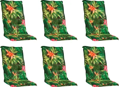 Produktbild von Gartenstuhlauflagen - Grün - Hochlehner - Dschungelmotiv - 6er Set