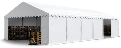 Produktbild von TOOLPORT Lagerzelt 6x12 m Industriezelt Unterstand PVC Plane 750 N weiß mit Bodenrahmen