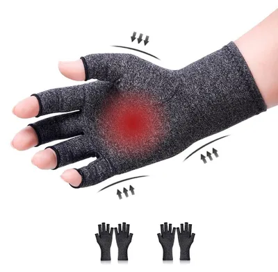 Productafbeelding van Arthritis Handschoenen - Vingerloos en Compressie - Maat S - Grijs