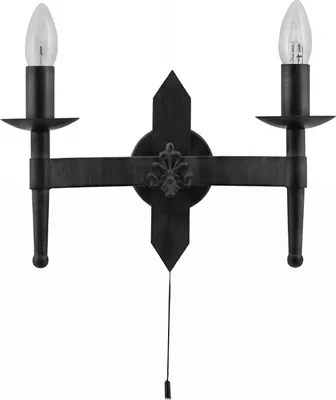 Produktbild von Wandleuchte Rustikal Eisen Schwarz 2-flammig Esszimmer E14 B:33,5 cm Landhaus Wandlampe Klassisch