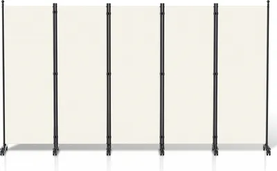 Produktbild von Jopassy Paravent mit Rollen 5 teilig Beige 284x181 cm Faltbarer Raumteiler Outdoor Trennwand Garten Sichtschutz Raumtrenner