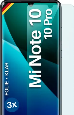 Produktbild von moex® 3x Schutzfolie kompatibel mit Xiaomi Mi Note 10/Note 10 Pro - Displayschutzfolie dünn Folie, Klar