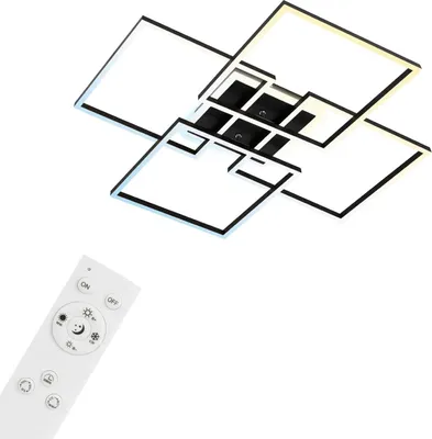 Obrázok produktu pre Stropné svietidlo BRILONER FRAME S LED, smart, diaľkové ovládanie, hlasové ovládanie, stmievateľné, čierne, 72,4 x 72,4 x 8,4 cm