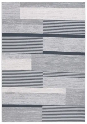Moderner Teppich, Kurzflor, Grau/Schwarz, 91x152 cm