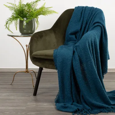 Produktbild von EUROFIRANY | Decke - 150 x 180 cm - marineblau Wohndecke - Streifen