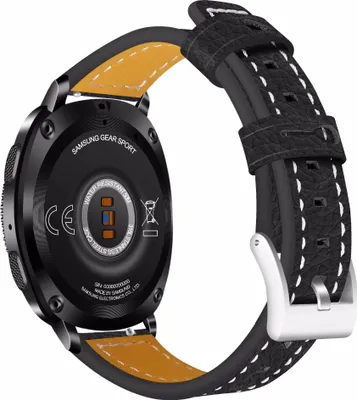 Produktbild von Edles Armband für Samsung Galaxy Watch 7/6/5/4 44mm 40mm, Classic 42mm 46mm, Gear S2 Classic, Kunstleder verstellbar 20mm SCHWARZ