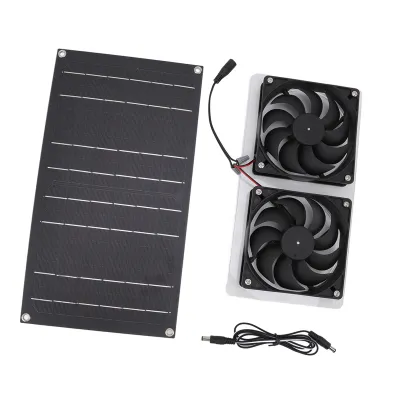 Zdjęcie produktu dla Zestaw wentylatora z panelem słonecznym, wentylator zasilany energią słoneczną, wentylator wyciągowy zasilany energią słoneczną, wentylator wyciągowy z panelem słonecznym, zestaw podwójnego wentylatora zasilanego energią słoneczną