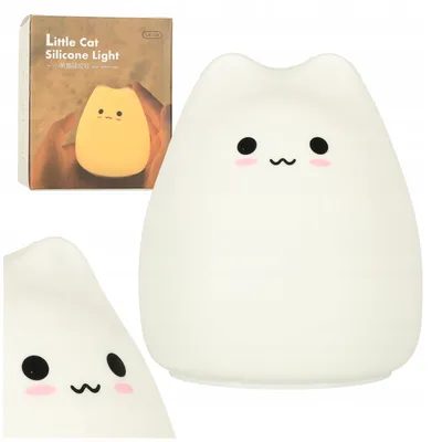 Produktbild von Silikon Kinder Nachtlicht 4 LED Batterie weiß Katze