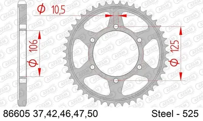 Produktbild von AFAM Kettenrad 86605-47 Hinten für TRIUMPH MOTORCYCLES BONNEVILLE Stahl
