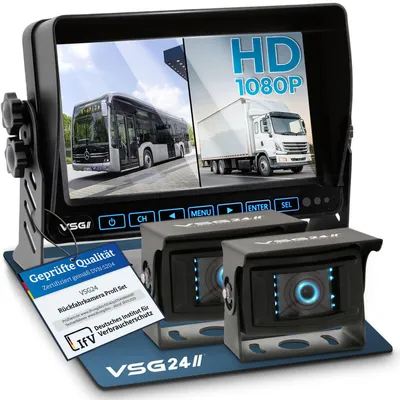 Produktbild von 7" Rückfahrkamera Set PROFI HD | mit 2 x 1080P HD Kamera IP69K mit Mikrofon