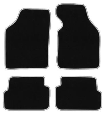 Image de Tapis de sol en moquette pour Mazda Demio 1996-2003 (à hayon) – jeu 4 pièces, noir/argent, sur mesure – Wielganizator CARLUX