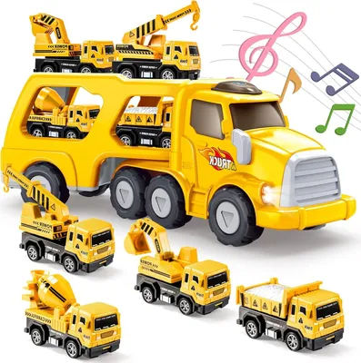Produktbild von Lkw Spielzeug für Kinder von 2 bis 6 Jahren - Baustellenfahrzeuge Set mit Musik und Licht