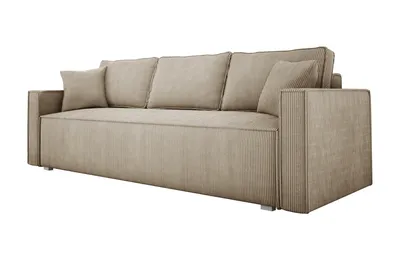 Produktbild von Sofa mit Schlaffunktion NOEMI Schlafsofa mit Bettkasten Couchgarnitur Couch Cordstoff Wohnzimmersofa Bettsofa Polstersofa Klappsofa Beige PS02