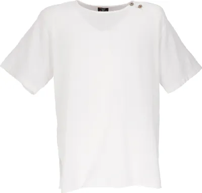 Produktbild von Freizeithemd, Yoga Hemd, Kurzarm Schlupfhemd, Goa Hemd - Weiß, Herren, Baumwolle, Größe: M