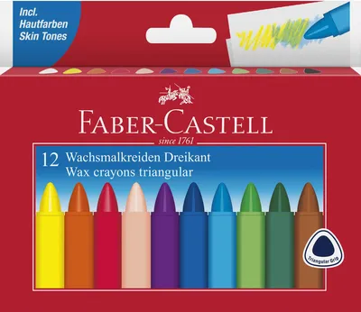 Produktbild von FABER-CASTELL Dreikant Wachsmalkreide 12er Kartonetui