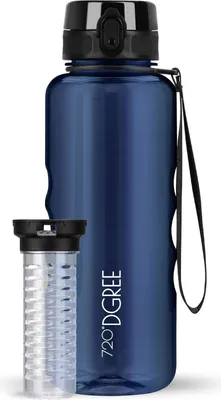 Produktbild von uberBottle crystalClear Trinkflasche mit Fruchtbehälter 1500ml / Sapphire Blue/ 720DGREE