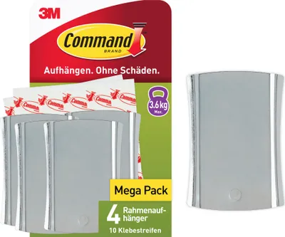 Produktbild von Command Universal-Klebenagel Jumbo 17048, Silber 4 Haken + 10 Strips, bis 3,6 kg