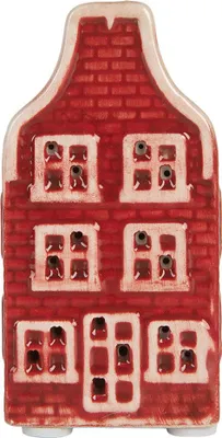 Immagine prodotto di Clayre & Eef Casa decorativa con LED Casa 4x4x8 cm in Vetroceramica rossa