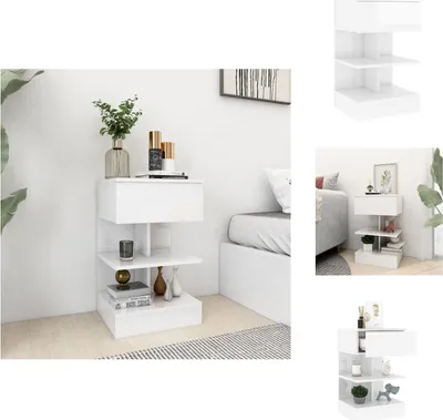 Obrázek produktu pro vidaXL Noční stolek vysoký lesk bílý 40x35x65 cm materiál na bázi dřeva - Noční stolky
