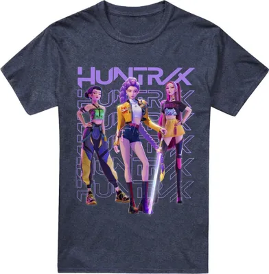Productafbeelding van K-Pop Demon Hunters - T-shirt voor heren/dames, uni model, TV20437 (maat M) (gestreept marineblauw)