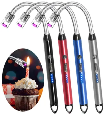 Produktbild von 4er Set Plasma Feuerzeug mit flexiblem Hals 360° wiederaufladbar USB Lichtbogenfeuerzeug