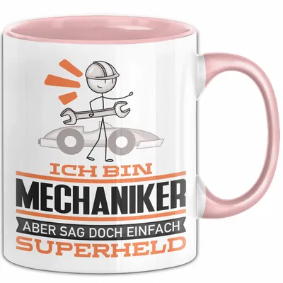 Produktbild von Mechaniker Geschenk Tasse Ich Bin Mechaniker Aber Sag Doch Einfach Superheld Lustige Geschenkdiee für Mechaniker Kaffee-Becher (Rosa)