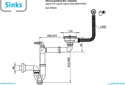 Obrázek produktu pro Sinks Sifon 3 1/2" pro granit. dřezy s úsporou místa