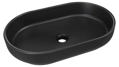 Zdjęcie produktu dla Umywalka Nablatowa Ceramiczna 55X35 Cm Czarny Mat Owalna