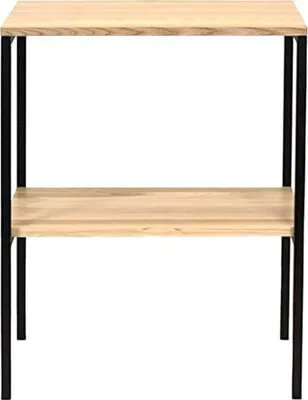 Zdjęcie produktu dla Konsola łazienkowa 60x35x75 cm – Szafka pod umywalkę z drewna jesionowego z półką – Stylowy mebel łazienkowy o naturalnym wyglądzie