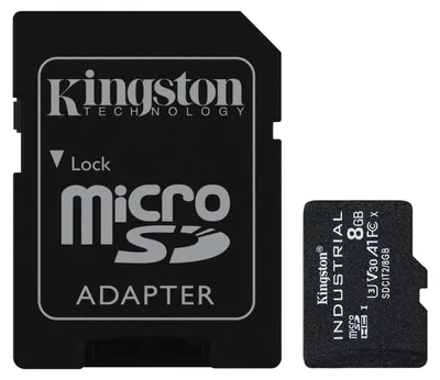 Produktbild von Kingston Technology 8GB microSDHC Industrial C10 A1 pSLC Karte Einzelpackung ohne Adapter, 8 GB, MicroSDHC, Klasse 10, UHS-I, 100 MB/s, 80 MB/s