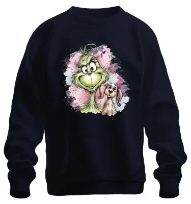 Produktbild von Grinch Weihnachten Hund lustig Geschenk Vintage Cartoon Sweatshirt Pullover, Navy, S