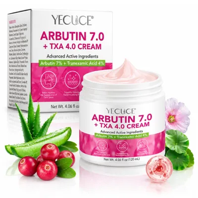 Image de Crème pour le visage à l'arbutine 7 % et à l'acide tranexamique 4 %, pour atténuer les taches pigmentaires, 120 ml
