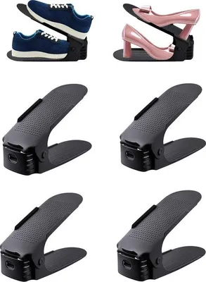Produktbild von Schuhorganizer - 4 Stücke - Verstellbar - Schuhrek - Schuhkast - Schwarz