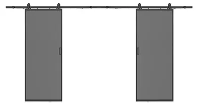 Produktbild von Doppelschiebetür für Wandmontage - Aluminium und geräuchertes Einscheibenglas - 2 x H 205 x B 73 cm - LINCI II