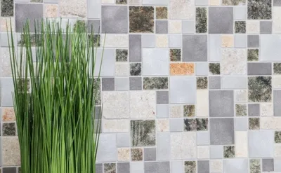 Produktbild von Handmuster Mosaik Fliese Quarzit Naturstein Aluminium silber grau hellbeige Kombination MOS49-525_m