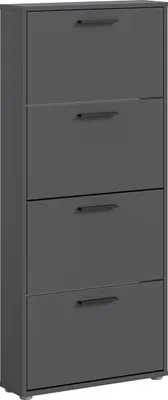 Produktbild von Carryhome Schuhkipper SAM, 4 Fächer, anthrazit, mit schwarzen Stangengriffen, 59x136x17 cm