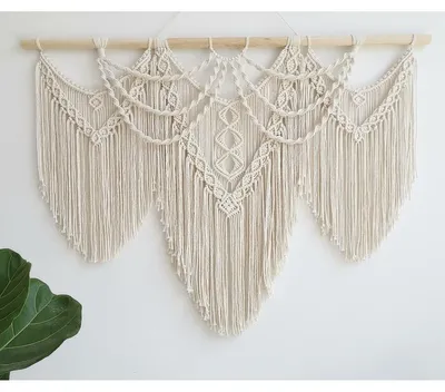 Produktbild von Wandbehang Makramee Wandteppich Boho Wanddeko - 110 x 82 cm - Baumwollgarn - Für Wohnzimmer und Schlafzimmer