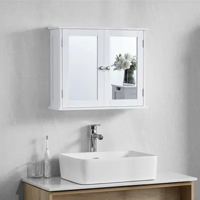 Zdjęcie produktu dla Szafka łazienkowa 80 cm, biała, ścienna, dwoje drzwi, do łazienki