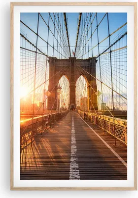 Produktbild von Gerahmtes Poster - Rahmen in heller Eiche - New York Brücke - 61x91,5 cm - Wand Bild - Wanddeko - Wandbilder - Kunstposter - Wandposter - Bilderrahmen - Bilder - Kunstdruck - Wandbild P2NPA61x91-3707