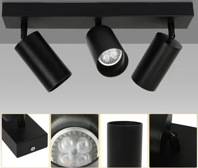 Obrázok produktu pre Clanmacy LED reflektor otočné nástenné svetlo stropné svetlo pre kuchyňu obývaciu izbu, jedáleň jednohlavový reflektor 3x GU10 zásuvka