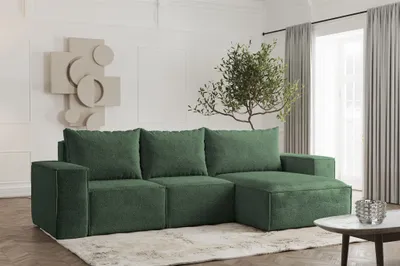 Produktbild von Ecksofa Designersofa ESTELLE in Stoff Abriamo Grün Ottomane Rechts