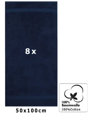 Produktbild von Betz 8 Stück Handtücher 50x100 cm PREMIUM  100% Baumwolle  Farbe: dunkelblau