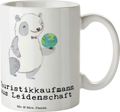 Produktbild von Mr. & Mrs. Panda Teetasse Touristikkaufmann Leidenschaft - Weiß - Geschenk, Kaffeetasse, Pott, Becher, Kaffeebecher, Tasse