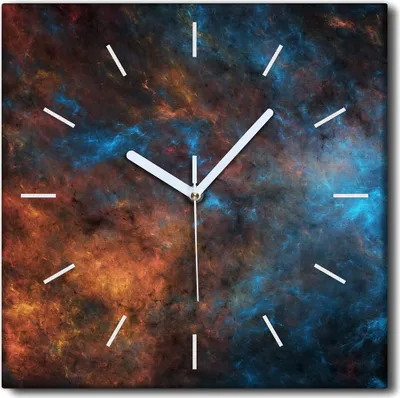 Produktbild von Coloray Uhr auf Leinwand 30x30 cm Wand Uhr Dekoration Wohnzimmer Segeltuch weiße Zeiger -Landschaftskosmos.