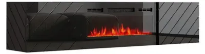 Produktbild von Cama RTV LUXE Schrank 182,6x34,5x37,5 schwarz/schwarz glänzend + schwarzer Kamin, Schwarz, Partikelbord, Schwarz, Partikelbord, Laminat, Glänzend