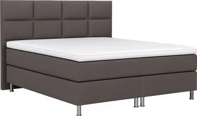 Produktbild von Boxspringbett MIAMI 180x200 cm Webstoff Anthrazit mit 7 Zonen Taschenfederkern-Matratze mit Visco-Topper