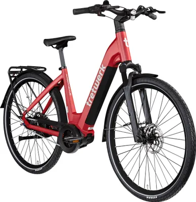 Produktbild von Tretwerk Amber Nexus E Bike Damen 28 Zoll Elektrofahrrad 155 - 185 cm Hollandrad Tiefeinsteiger rot 48 cm