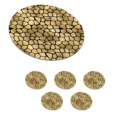 Obrázek produktu pro KitchenYeah® Skleněné podtácky kulaté sada 6 vzorů - tvary - zlaté 10x10 cm podtácky na sklenice - nápojové podtácky - ochrana desky stolu - stolní podtácky na šálky stolní barové sklo