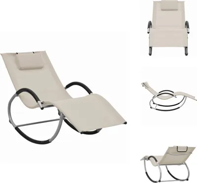 Produktbild von vidaXL Sonnenliege mit Kissen Creme Textilene -  Sonnenliegen